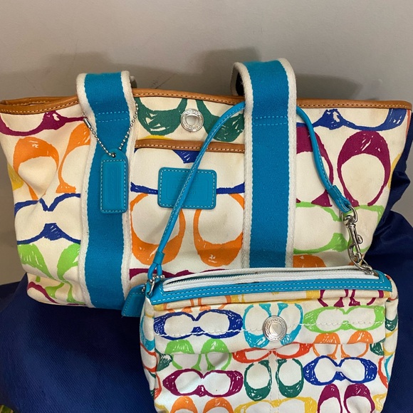 Coach multi color bag - Picture 1 of 6